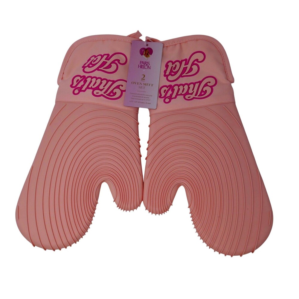 Paris Hilton Oven Mitt Set with Iconic That's HOT Design NWT